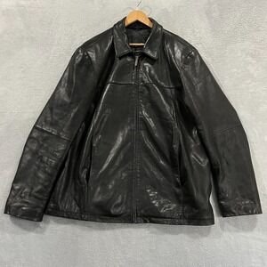 Vintage Reilly Olmes Jacket Mens XLT Black Leather‎ Full-Zip Bomber Biker
